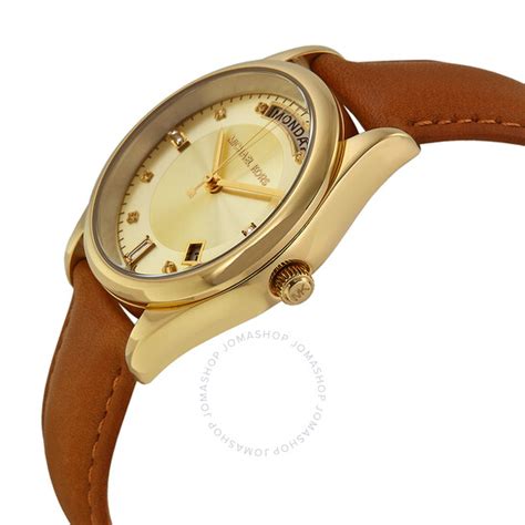 Michael Kors Colette Champagne Dial Brown Leather .